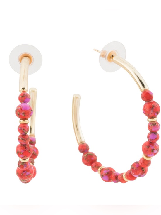 Kendra Scott Jewelry - Kendra Scott Red Fushia Magnesite Beaded Hoops